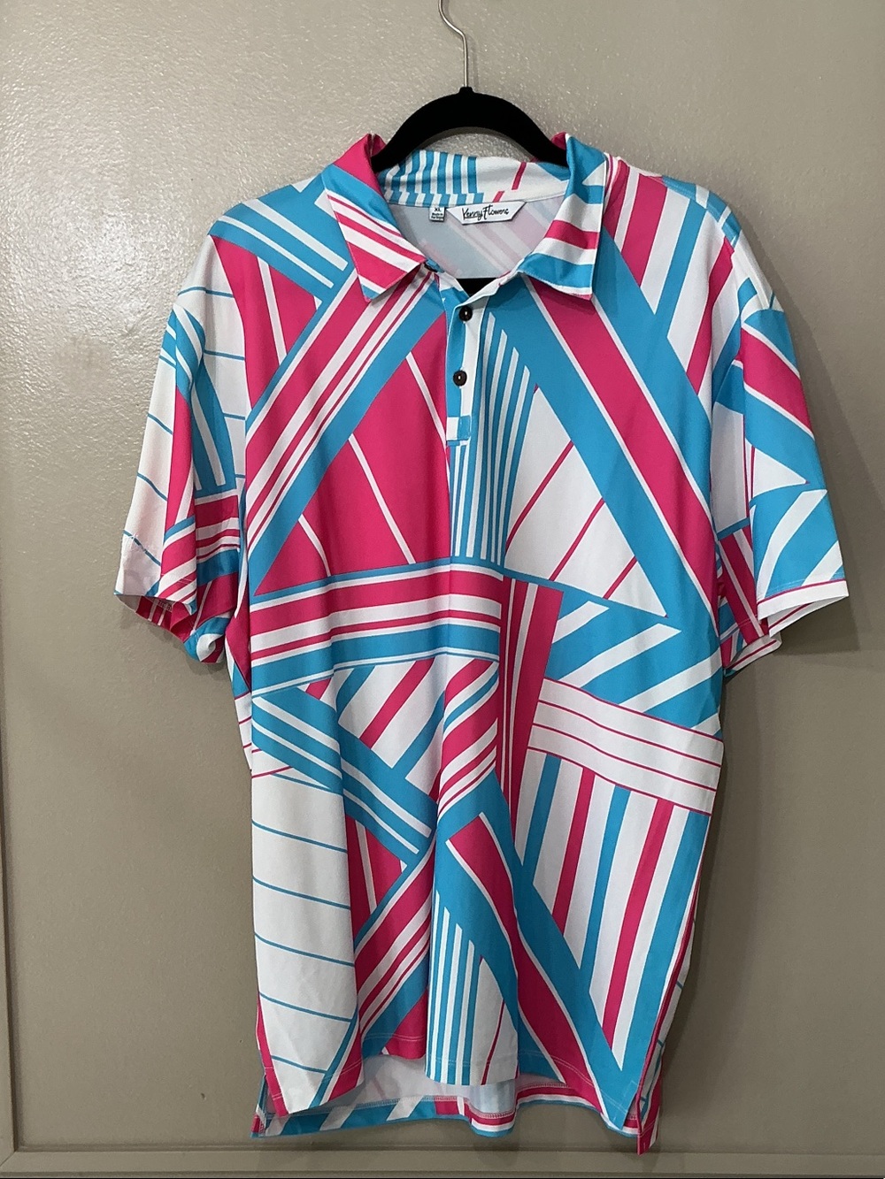 Kenny Flowers Pink & Blue Geo-Stripe Polo